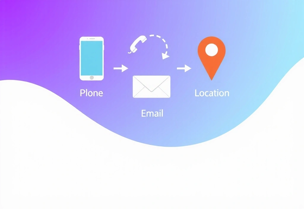 Contact us visual with stylized phone, email, and location icons, clean and modern design without text.