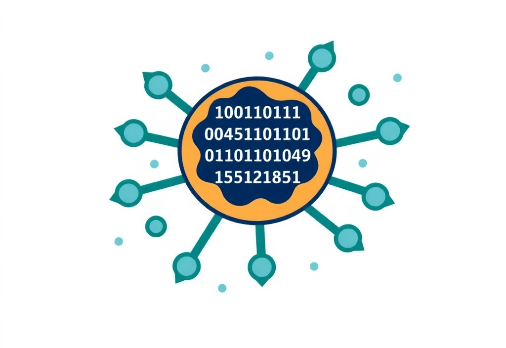 Illustration of a cookie with digital elements