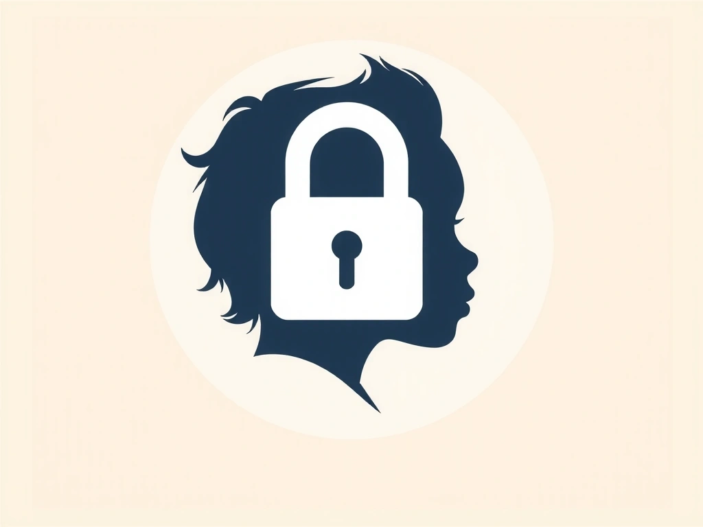 A stylized illustration of a lock icon over a child silhouette, representing child online privacy protection.