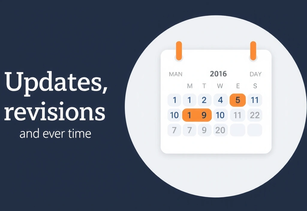 Calendar icon with highlighted dates, symbolizing updates and changes