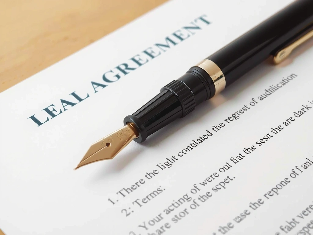 Legal document with a pen, symbolizing terms and conditions